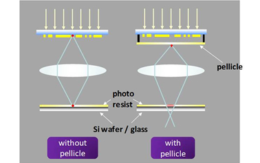 “Pellicle” which is thin film on the photomask preventing particle contamination.